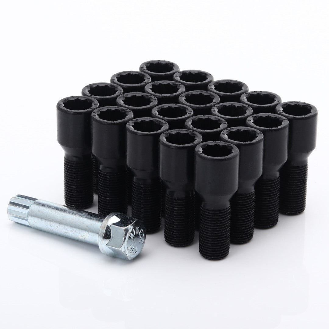 Set 20 Prezoane Negru tip Stea M14x1,25 + Cheie