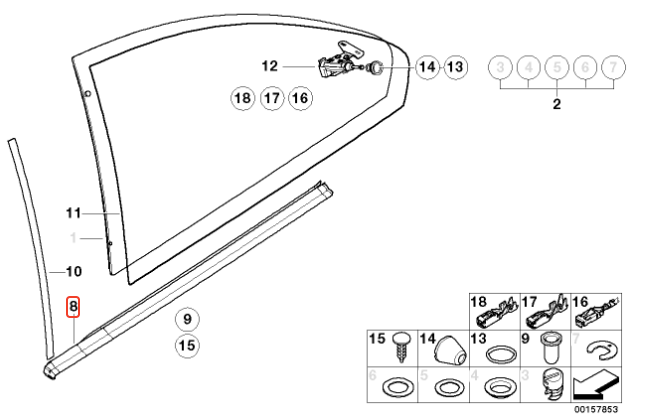 Garnitura cheder geam spate OE BMW E46 SCHWARZ