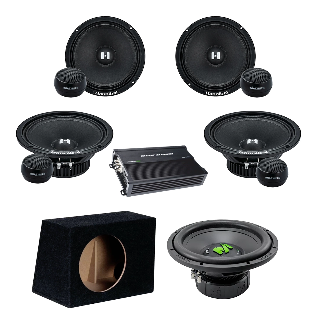 Pachet Difuzoare Auto cu subwoofer Audi A6 C6 2004-2011 Deaf Bonce Hannibal 1000 W