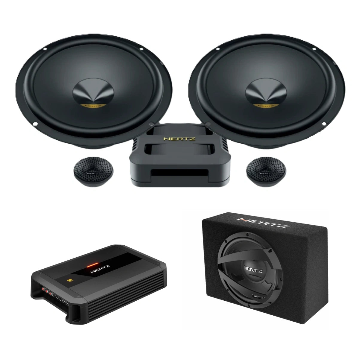 Pachet difuzoare auto usi Fata cu subwoofer Audi A6 C6 2004-2011 Hertz Dieci Pro 840 W