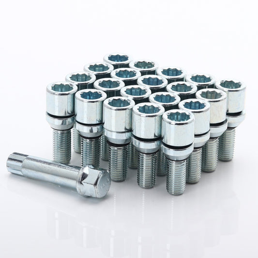 Set 20 Prezoane Negre tip Stea M12x1,5 + Cheie