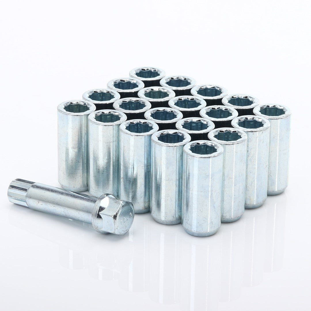 Set 20 Piulite Silver tip stea M14x2.0 + Cheie