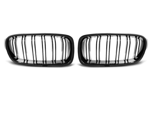 Grila centrala dubla compatibila BMW Seria 3 F30/F31 2011- Glossy Black