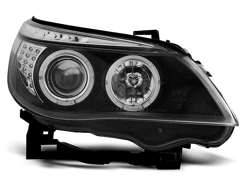 Faruri compatibile BMW E60/61 Angel Eyes LED Black